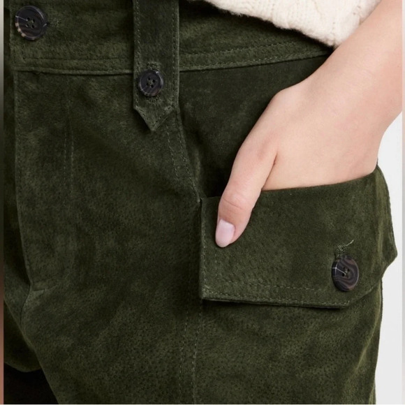 Blank NYC 100% Leather shorts crocodile tears cargo style dark green size 31 - Picture 5 of 5